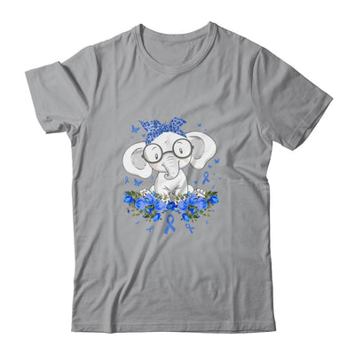 Diabetes Awareness Elephant Flowers Blue Ribbon Gift-T-Shirt & Hoodie-Classic T-Shirt-Sport Grey