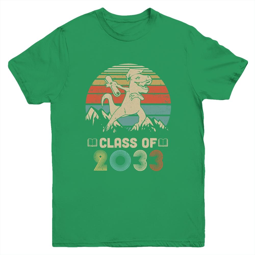 Dinosaur Class Of 2033 First Day Kindergarten Boys Kids Gift Youth-Youth Shirt-Youth T-Shirt-Irish Green