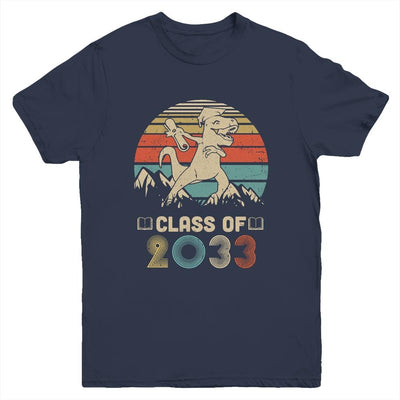 Dinosaur Class Of 2033 First Day Kindergarten Boys Kids Gift Youth-Youth Shirt-Youth T-Shirt-Navy