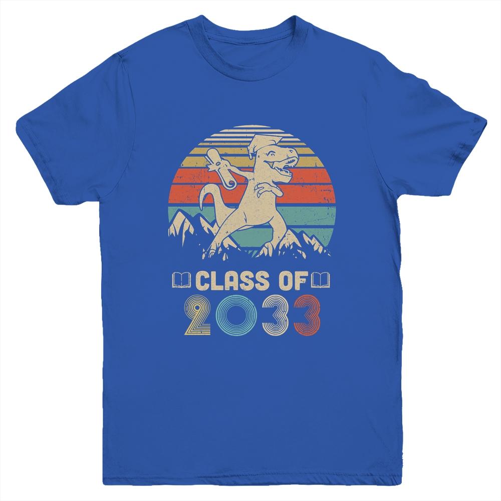 Dinosaur Class Of 2033 First Day Kindergarten Boys Kids Gift Youth-Youth Shirt-Youth T-Shirt-Royal
