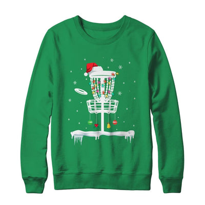 Disc Golf Funny Frisbee Sports Gift With Christmas Lights-T-Shirt & Sweatshirt-Crewneck Sweatshirt-Irish Green