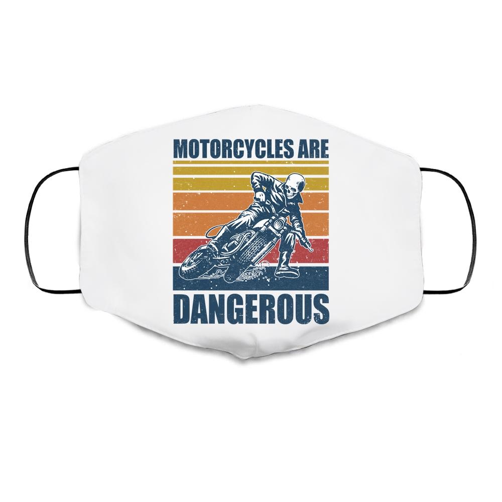 Distressed Retro Vintage Motorcycles Are Dangerous Cloth Face Mask-Cloth Face Mask-Cloth Face Mask-White