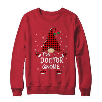 Doctor Gnome Buffalo Plaid Matching Christmas Pajama Gift-T-Shirt & Sweatshirt-Crewneck Sweatshirt-Red