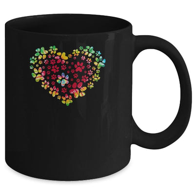 Dog Mom Dad Puppy Love Dogs Paw Print Heart Tie Dye Design Mug-Coffee Mug-