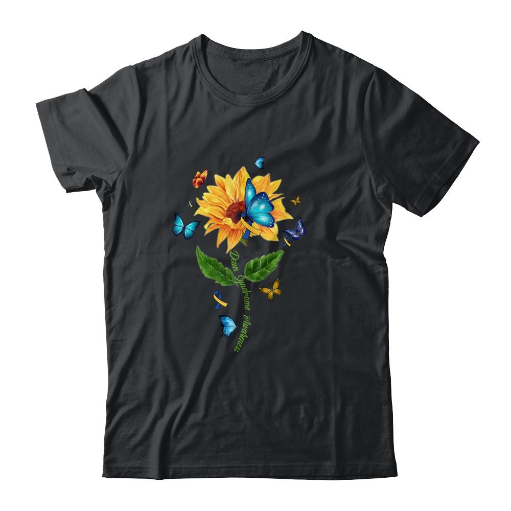 Down Syndrome Awareness Sunflower Butterfly-T-Shirt & Hoodie-Classic T-Shirt-Black