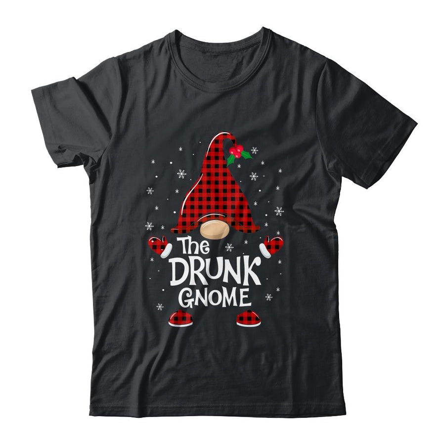 Drunk Gnome Buffalo Plaid Matching Christmas Pajama Gift-T-Shirt & Sweatshirt-Classic T-Shirt-Black