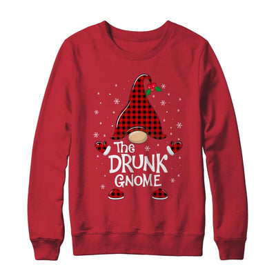 Drunk Gnome Buffalo Plaid Matching Christmas Pajama Gift-T-Shirt & Sweatshirt-Crewneck Sweatshirt-Red