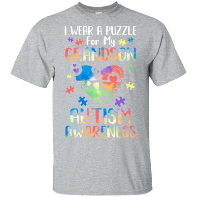 I Wear A Puzzle For My Grandson Autism Awareness-T-Shirt & Hoodie-Classic T-Shirt-Sport Grey