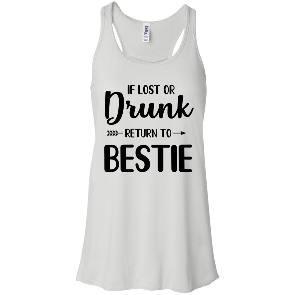 If Lost Or Drunk Please Return To My Bestie Couple-T-Shirt & Tank Top-Women's Flowy Racerback Tank-White