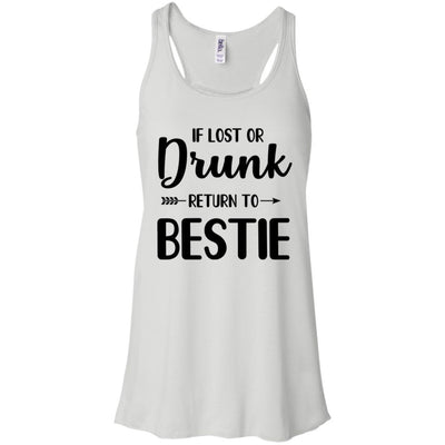 If Lost Or Drunk Please Return To My Bestie Couple-T-Shirt & Tank Top-Women's Flowy Racerback Tank-White