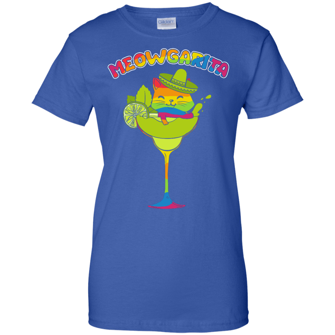 Rainbow Meowgarita Margarita Cat Lover-T-Shirt & Hoodie-Women's T-Shirt-Royal