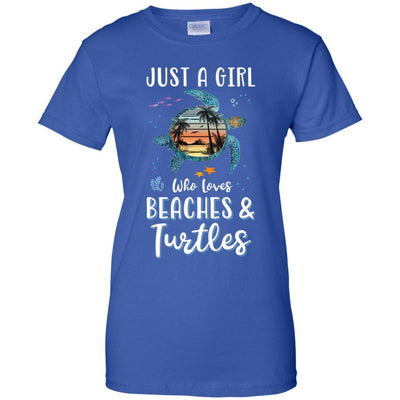Just A Cute Girl Who Loves Turtles And Beaches-T-Shirt & Tank Top-Women's T-Shirt-Royal
