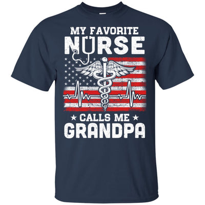 My Favorite Nurse Calls Me Grandpa USA Flag Father's Day-T-Shirt & Hoodie-Classic T-Shirt-Navy
