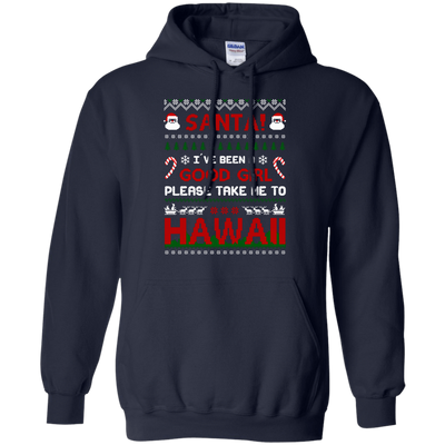 Santa I've Been A Good Girl Please Take Me To Hawaii-T-Shirt & Hoodie-Pullover Hoodie-Navy