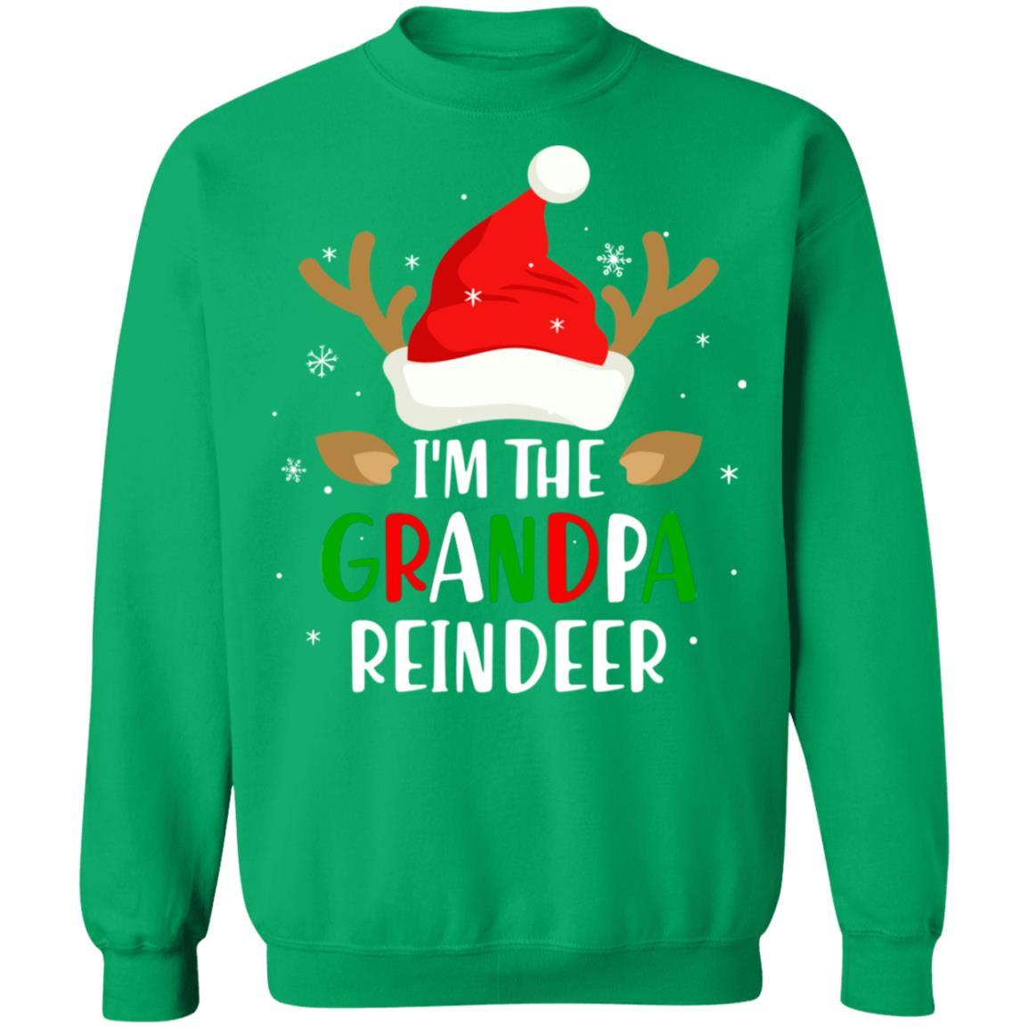 I'm The Grandpa Reindeer Matching Family Christmas-T-Shirt & Sweatshirt-Crewneck Sweatshirt-Irish Green