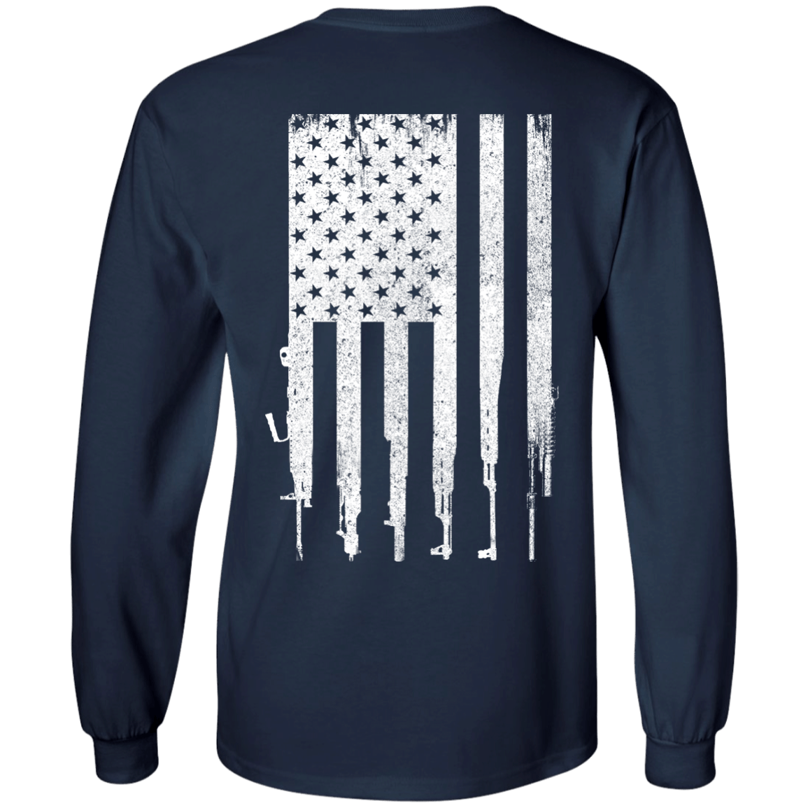 Rifle American Gun Flag-T-Shirt & Hoodie-Long Sleeve T-Shirt-Navy