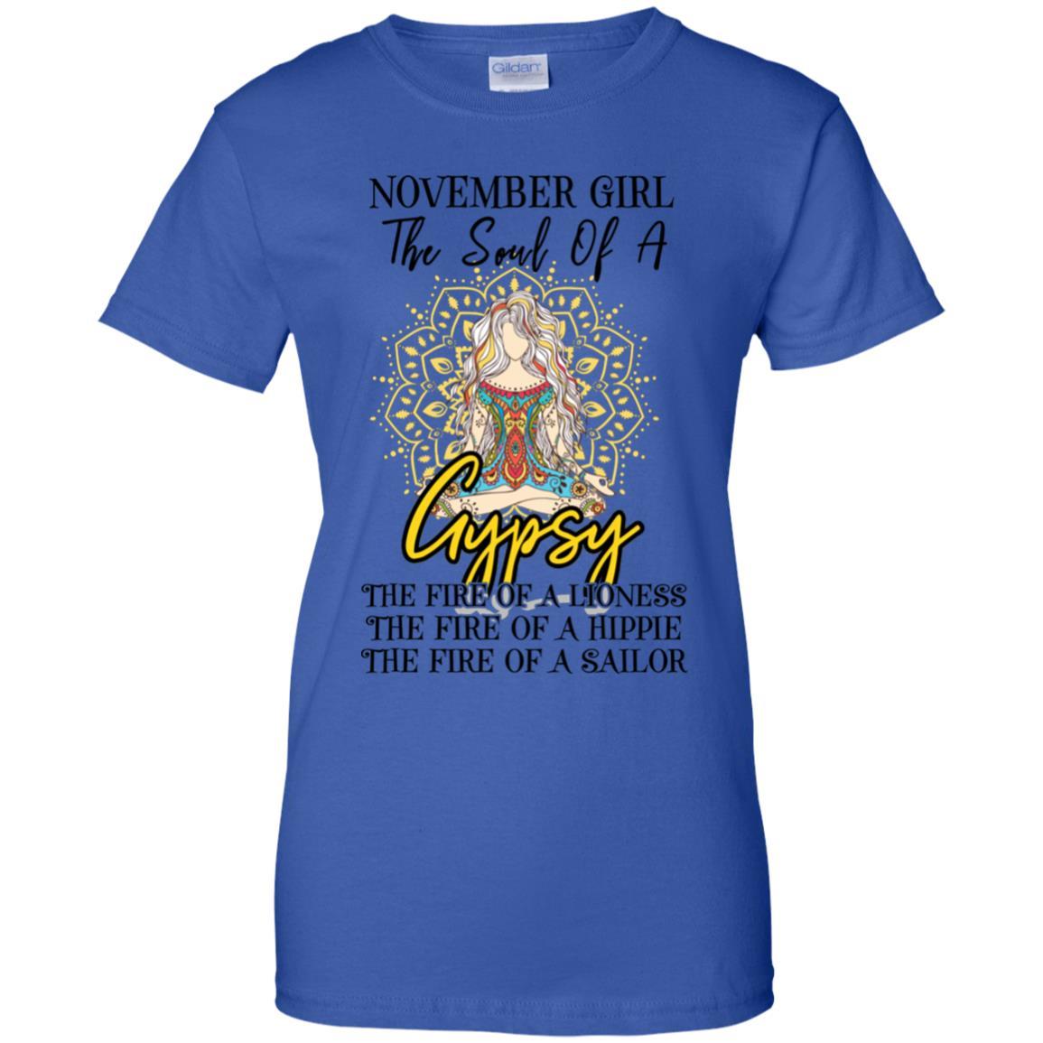 November Girl The Soul Of A Gypsy Funny Birthday Gift-T-Shirt & Tank Top-Women's T-Shirt-Royal
