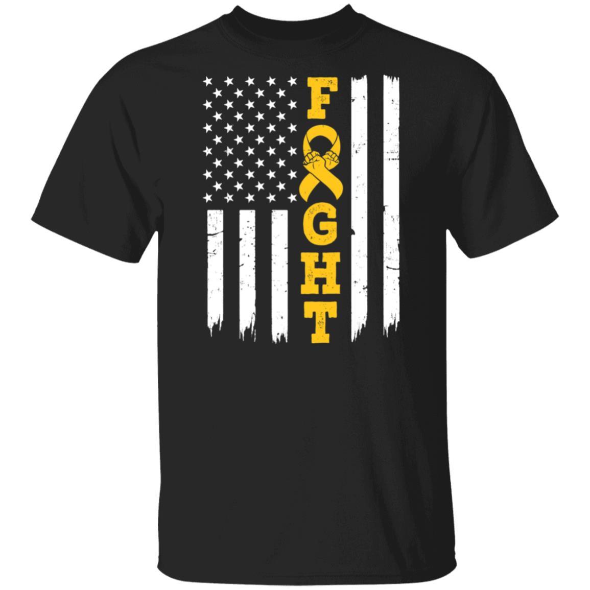 Childhood Cancer Awareness American Flag Distressed-T-Shirt & Hoodie-Classic T-Shirt-Black