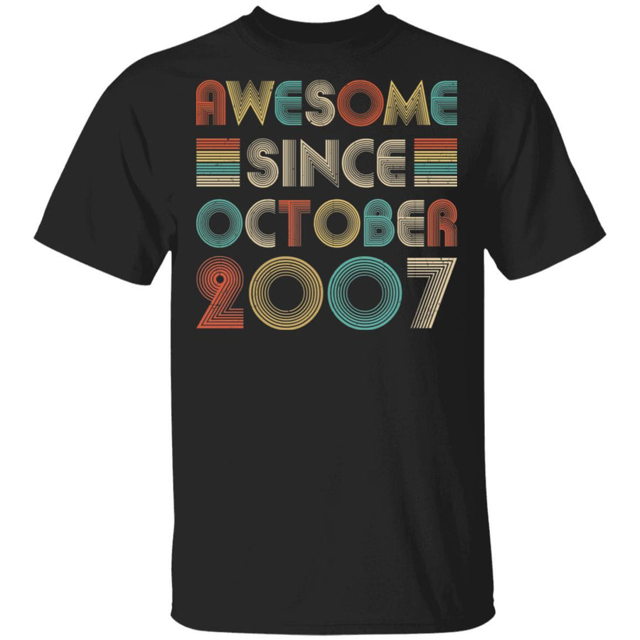 Awesome Since October 2007 Vintage 14th Birthday Gifts-T-Shirt & Hoodie-Classic T-Shirt-Black