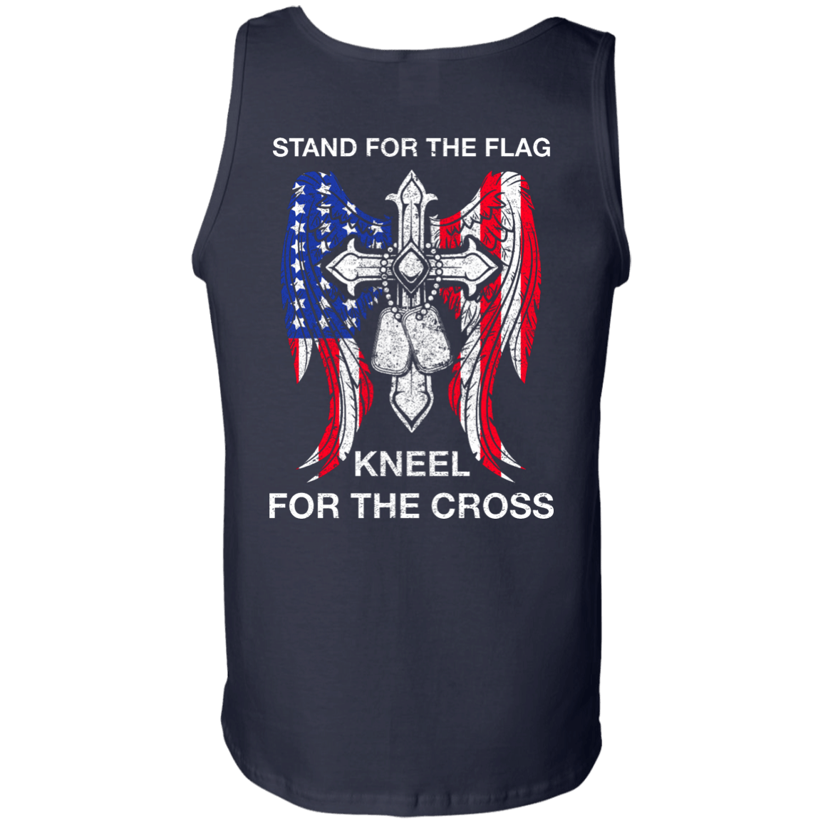Stand For The Flag Kneel For The Cross-T-Shirt & Hoodie-Unisex Tank-Navy
