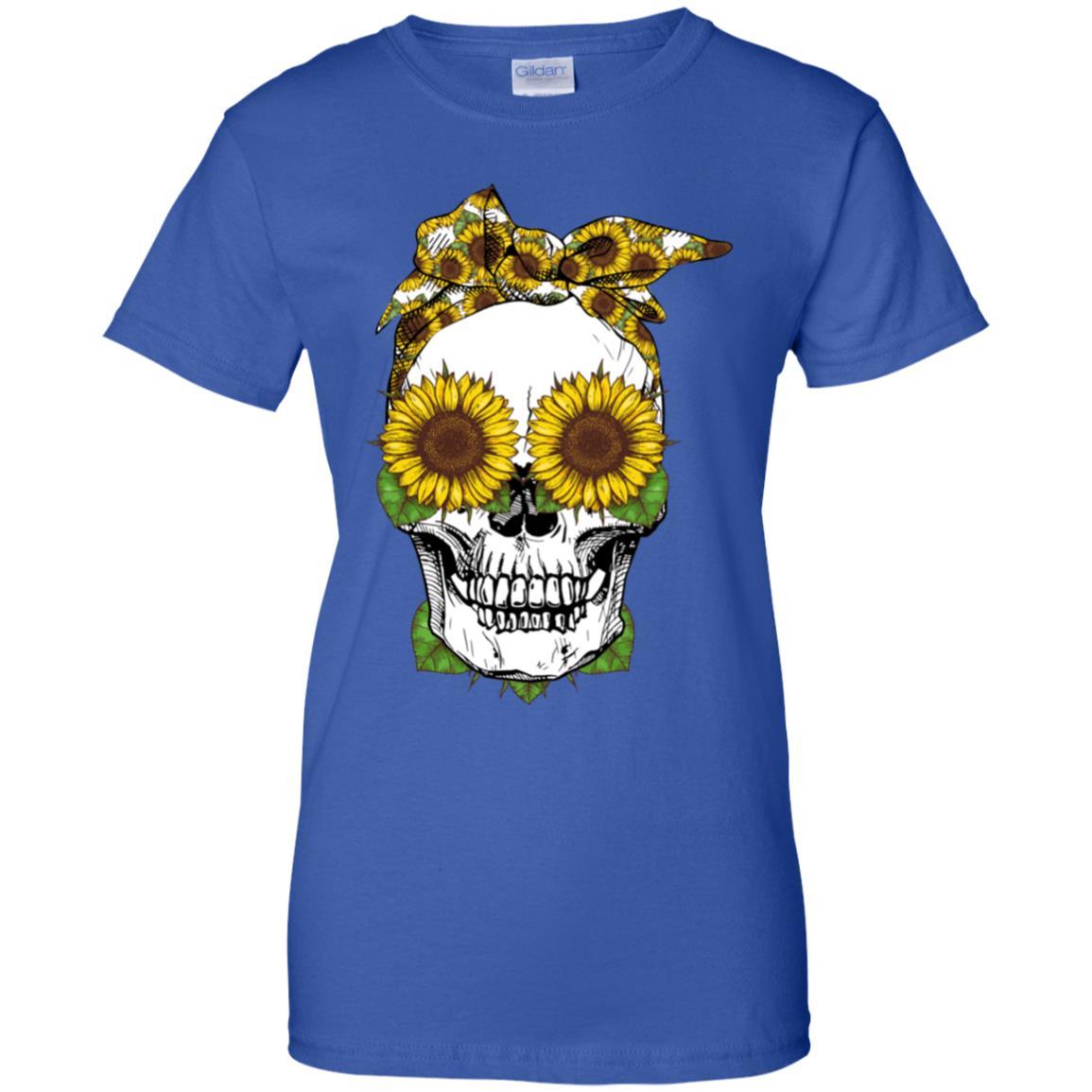 Skull Sunflower Floral Flowers Cute Gifts-T-Shirt & Tank Top-Women's T-Shirt-Royal