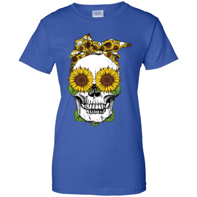 Skull Sunflower Floral Flowers Cute Gifts-T-Shirt & Tank Top-Women's T-Shirt-Royal