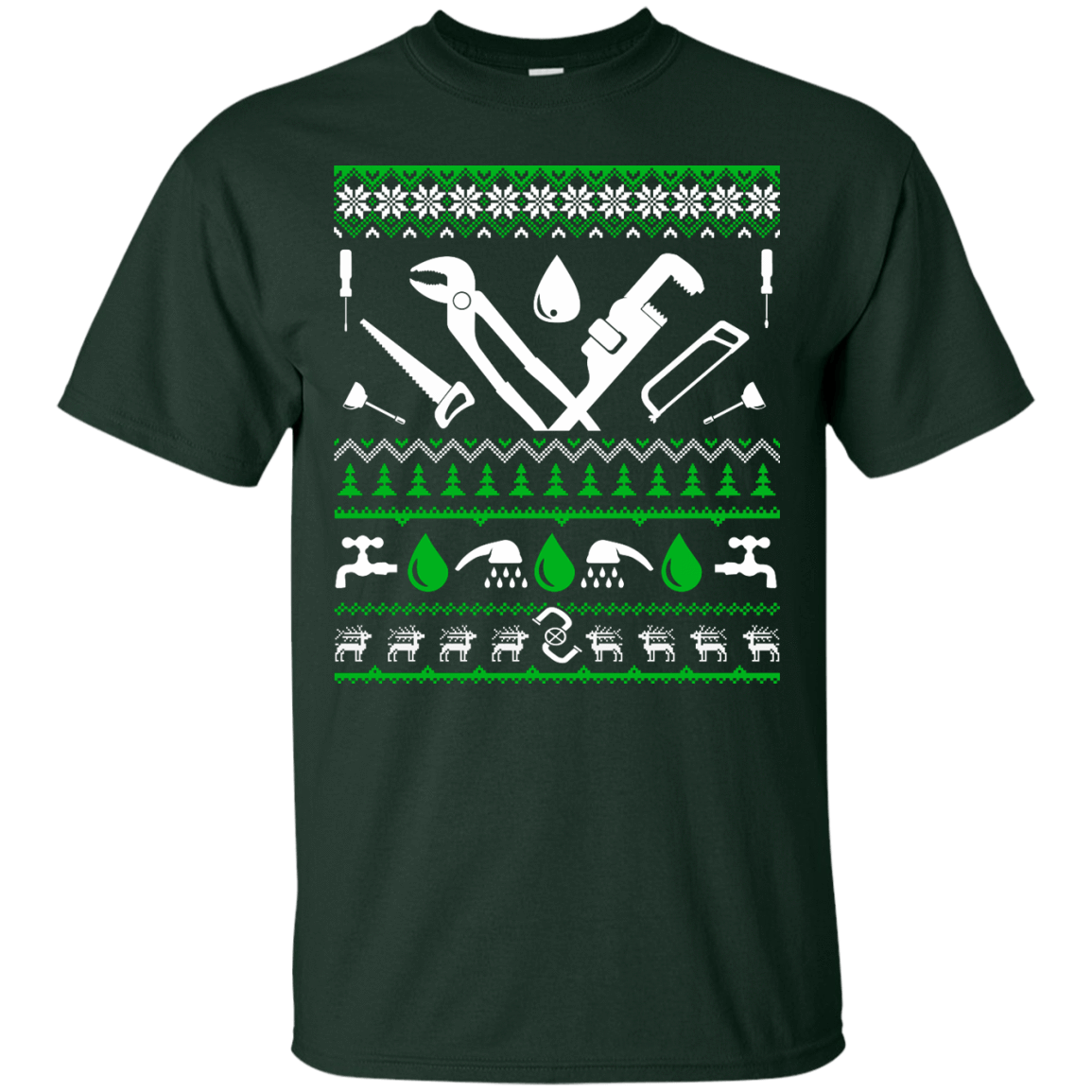 Plumber Christmas Sweater-T-Shirt & Hoodie-Classic T-Shirt-Forest Green