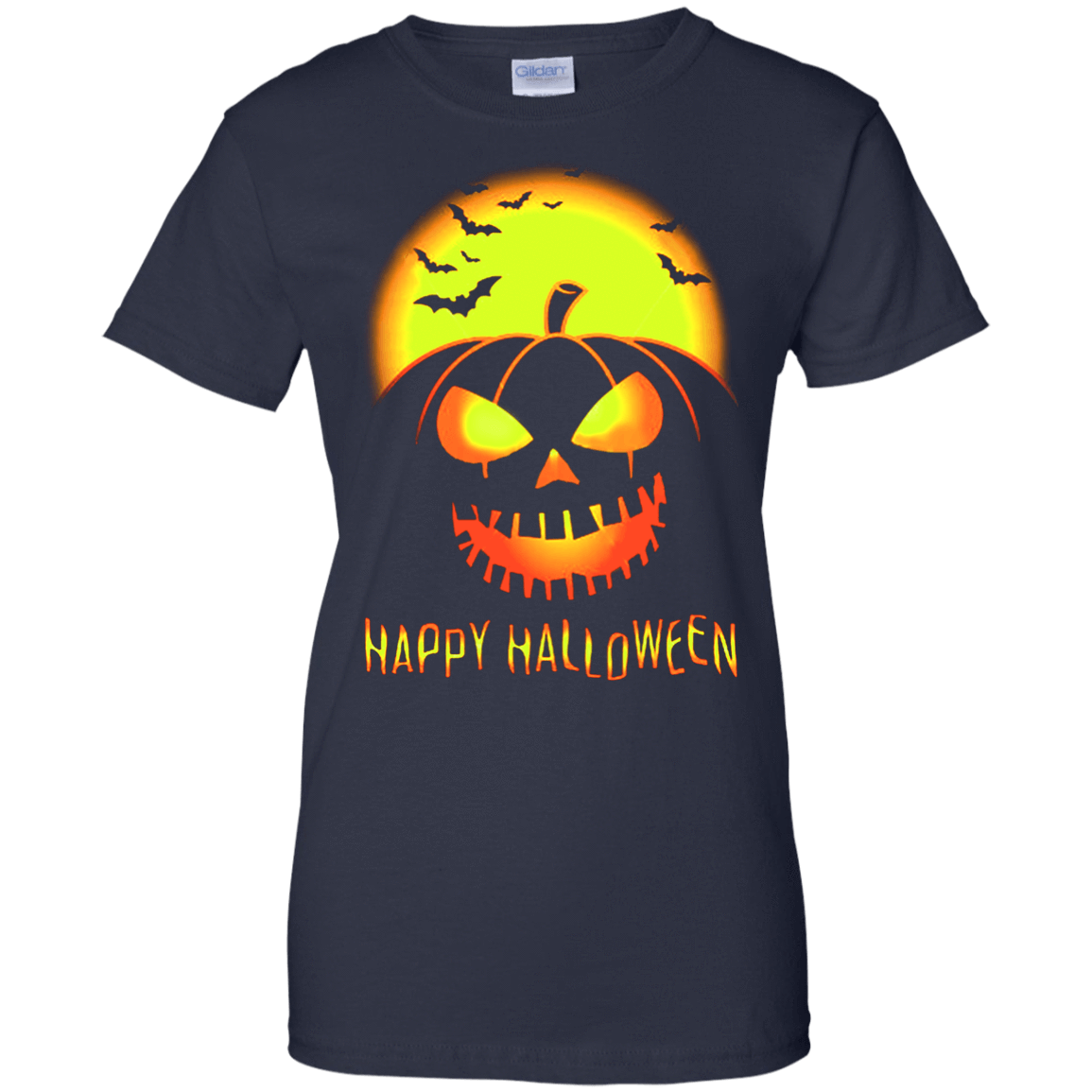 Pumpkin Happy Halloween-T-Shirt & Hoodie-Women's T-Shirt-Navy
