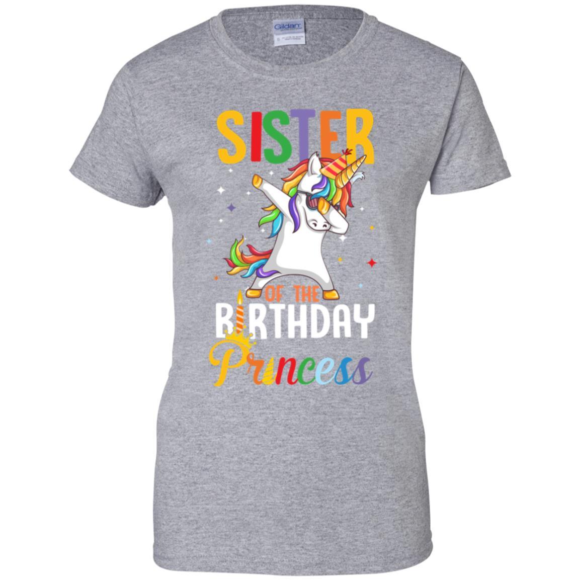 Sister Of The Birthday Girl Dabbing Unicorn Party-T-Shirt & Hoodie-Women's T-Shirt-Sport Grey