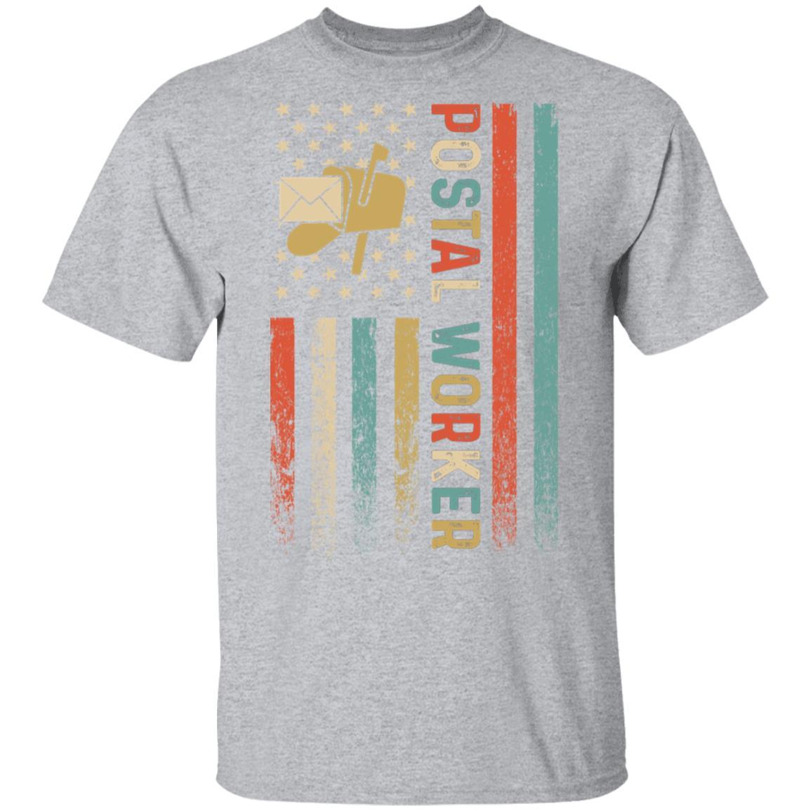 Postal Worker American Flag Mail Carrier Delivery-T-Shirt & Hoodie-Classic T-Shirt-Sport Grey