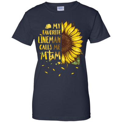 Sunflower My Favorite Lineman Calls Me Mom Mothers Day Gift-T-Shirt & Hoodie-Women's T-Shirt-Navy
