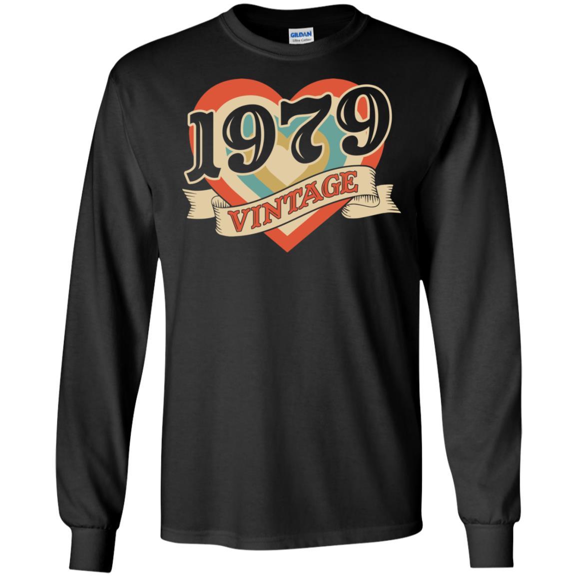 Vintage Retro Classic Heart Made In 1979 42th Birthday-T-Shirt & Tank Top-Long Sleeve T-Shirt-Black