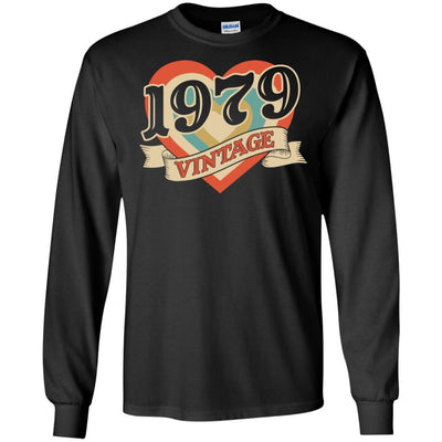 Vintage Retro Classic Heart Made In 1979 42th Birthday-T-Shirt & Tank Top-Long Sleeve T-Shirt-Black