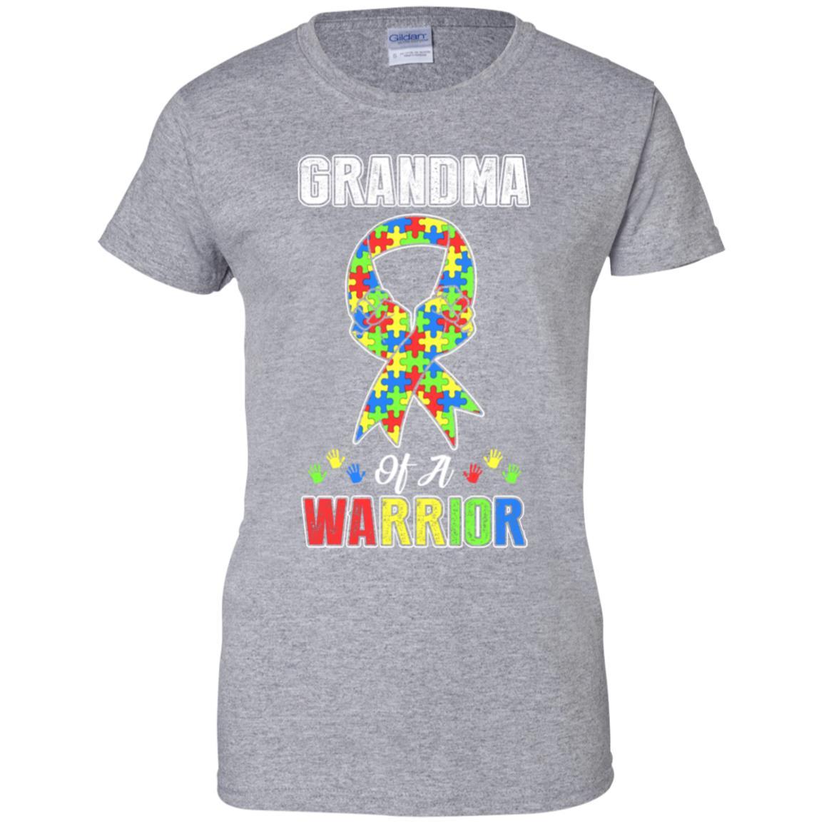 Grandma Of A Warrior Support Autism Awareness Gift-T-Shirt & Hoodie-Women's T-Shirt-Sport Grey