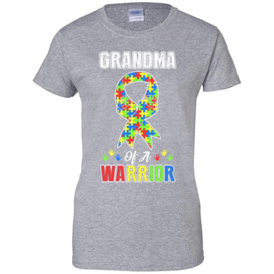 Grandma Of A Warrior Support Autism Awareness Gift-T-Shirt & Hoodie-Women's T-Shirt-Sport Grey
