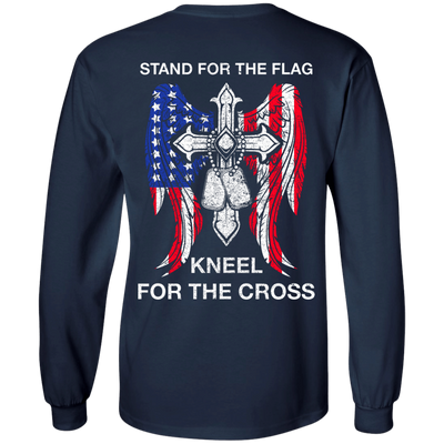 Stand For The Flag Kneel For The Cross-T-Shirt & Hoodie-Long Sleeve T-Shirt-Navy