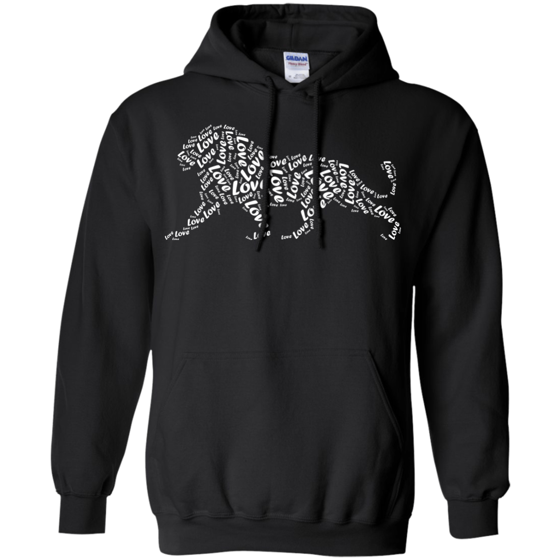 I Love Lion T-Shirt Word Graphic Tee-T-Shirt & Hoodie-Pullover Hoodie-Black