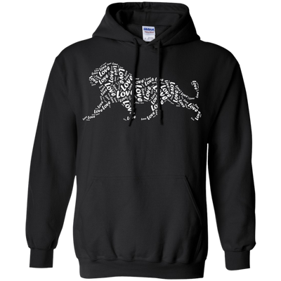 I Love Lion T-Shirt Word Graphic Tee-T-Shirt & Hoodie-Pullover Hoodie-Black