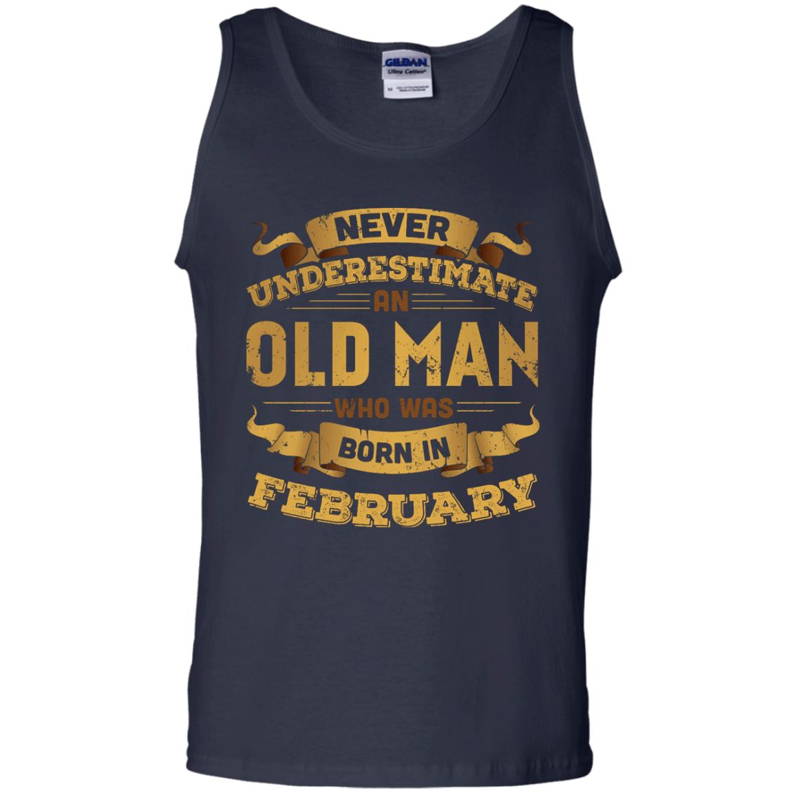 Never Underestimate An Old Man Who Was Born In February-T-Shirt & Hoodie-Unisex Tank-Navy