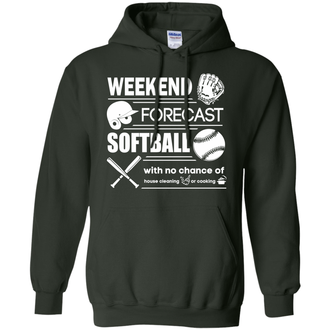 WEEKEND FORECAST SOFTBALL-T-Shirt & Hoodie-Pullover Hoodie-Forest Green