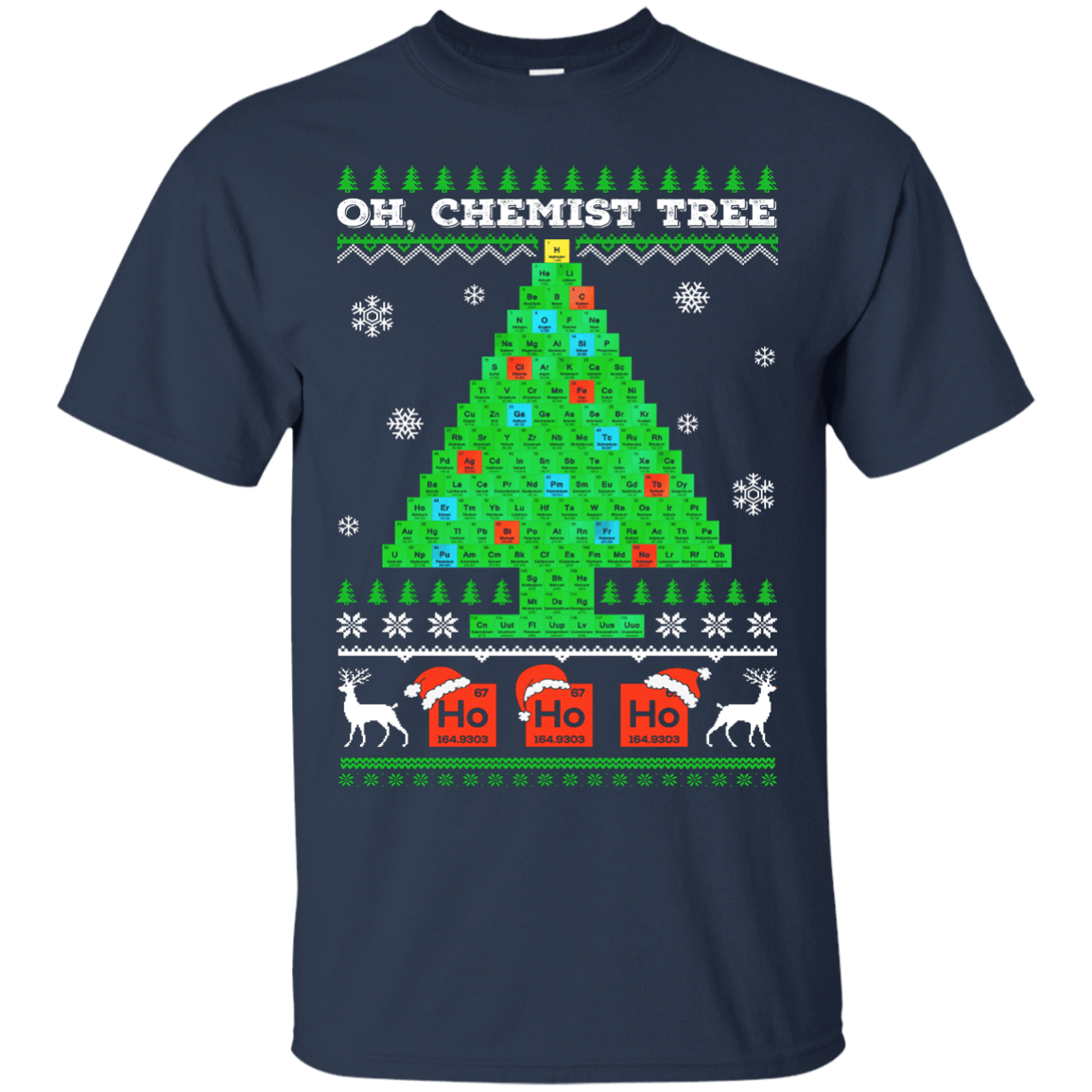 Oh Chemistry Tree Science Christmas Ugly Sweater-T-Shirt & Hoodie-Classic T-Shirt-Navy