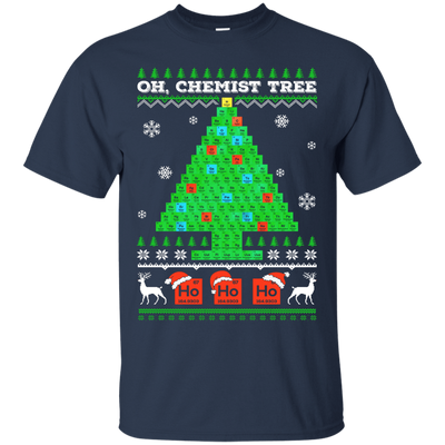 Oh Chemistry Tree Science Christmas Ugly Sweater-T-Shirt & Hoodie-Classic T-Shirt-Navy