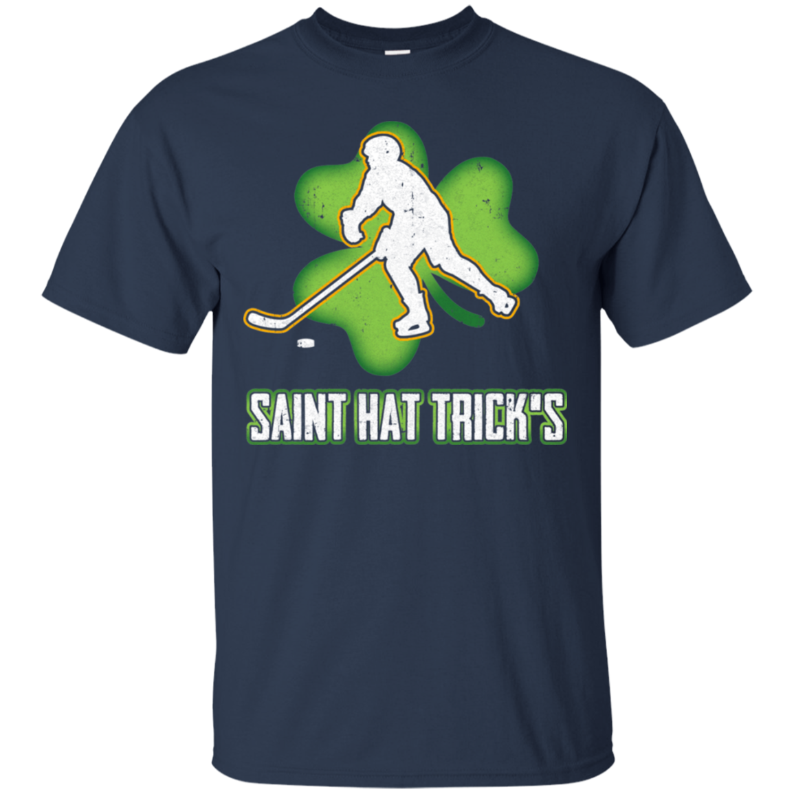 Saint Hat Trick's Hockey Shamrock St Patricks Day-T-Shirt & Hoodie-Classic T-Shirt-Navy