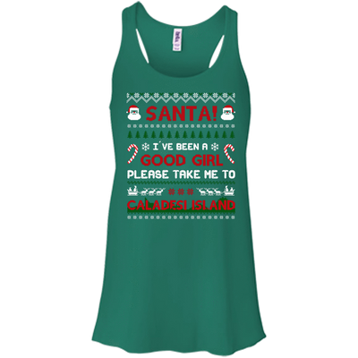 Santa I've Been A Good Girl Please Take Me To Caladesi Island-T-Shirt & Hoodie-Women's Flowy Racerback Tank-Kelly