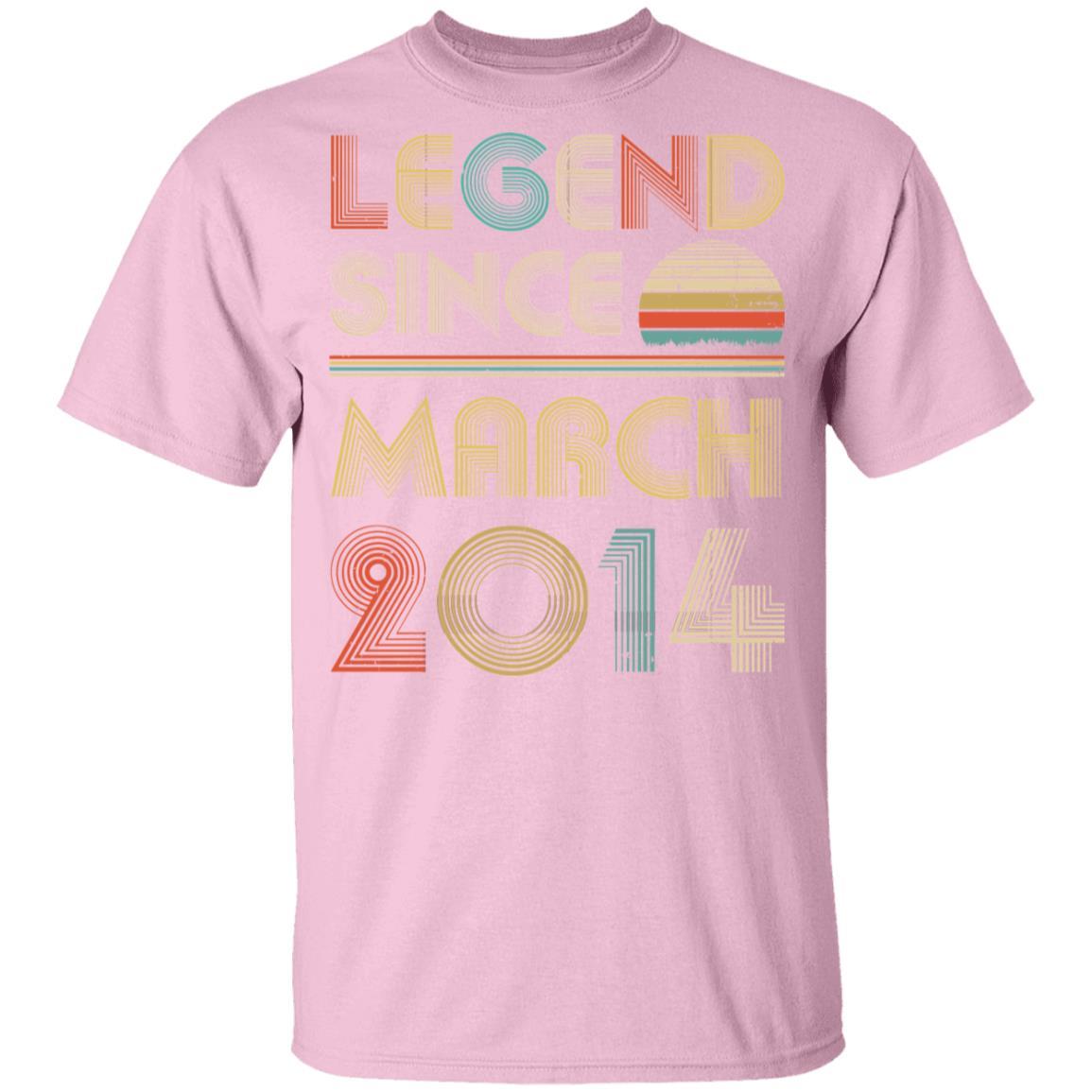 Legend Since March 2014 Vintage 7th Birthday Gifts Youth-Youth Shirt-Youth T-Shirt-Light Pink