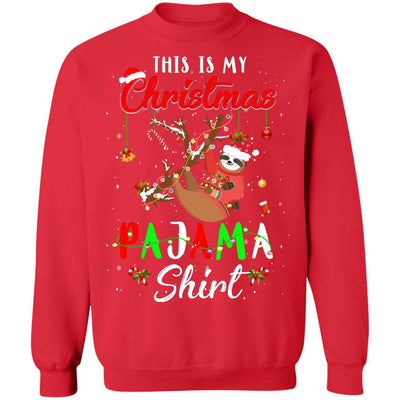 This Is My Christmas Pajama Sloth Christmas Gifts-T-Shirt & Sweatshirt-Crewneck Sweatshirt-Red