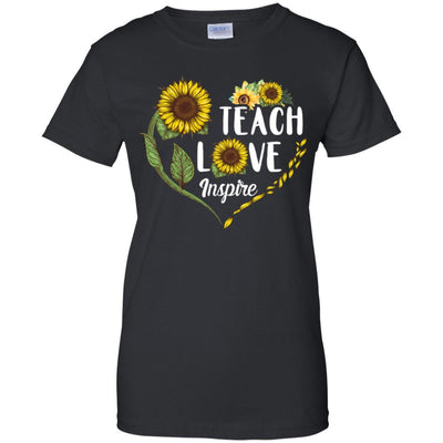 Sunflower Teach Love Inspire Teaching Gift For Teacher-T-Shirt & Hoodie-Women's T-Shirt-Black