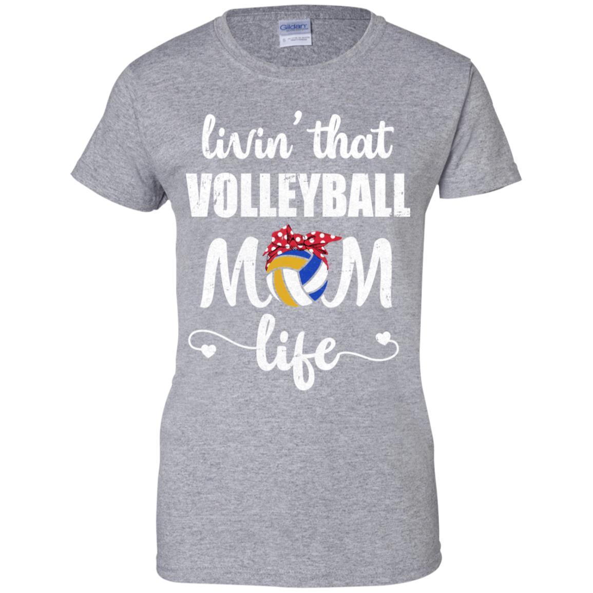 Living That Volleyball Mom Life Mothers Day Gifts-T-Shirt & Tank Top-Women's T-Shirt-Sport Grey