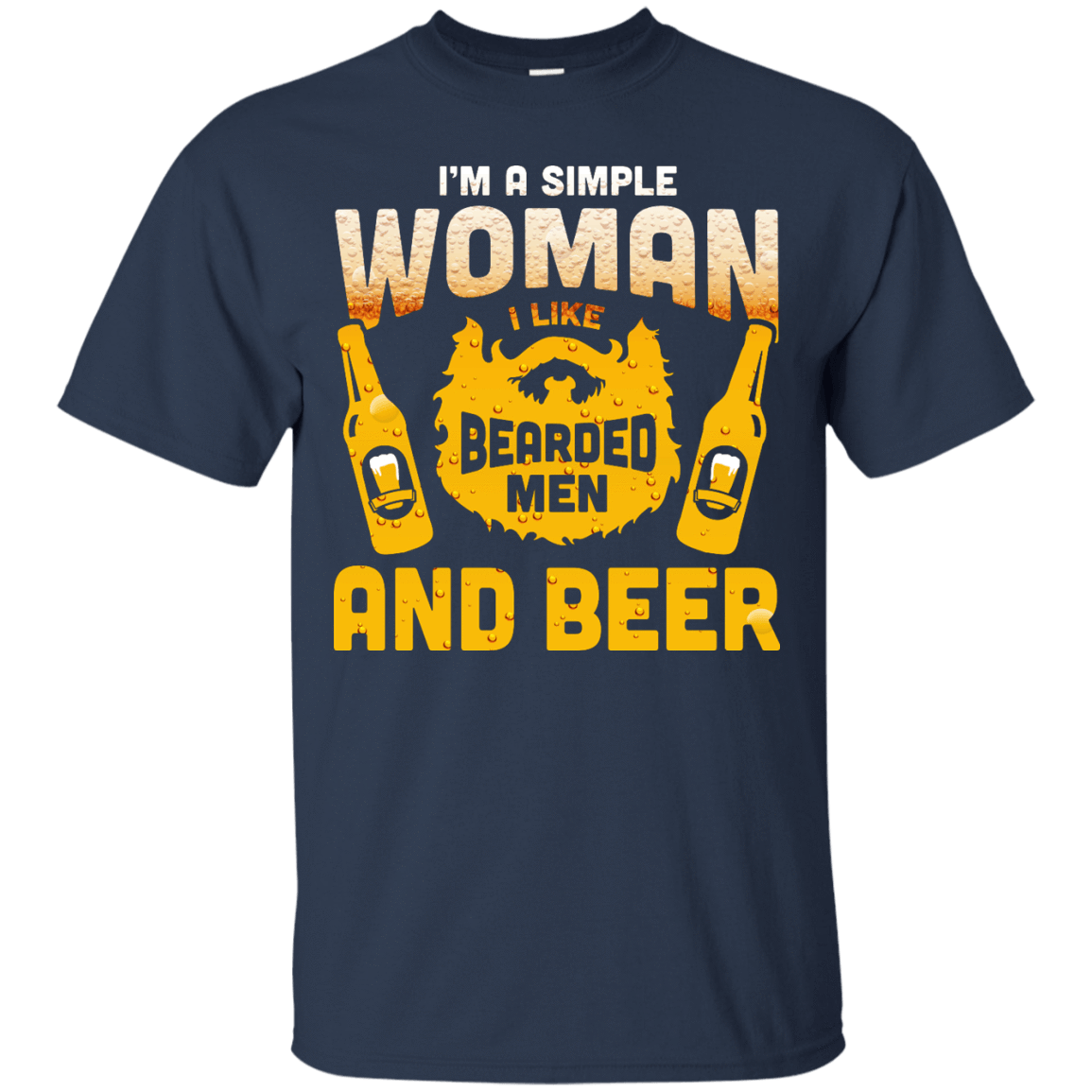I'm A Simple Woman I Like Bearded Men And Beer-T-Shirt & Hoodie-Classic T-Shirt-Navy