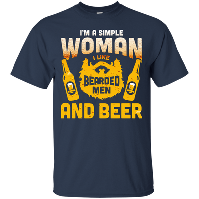 I'm A Simple Woman I Like Bearded Men And Beer-T-Shirt & Hoodie-Classic T-Shirt-Navy